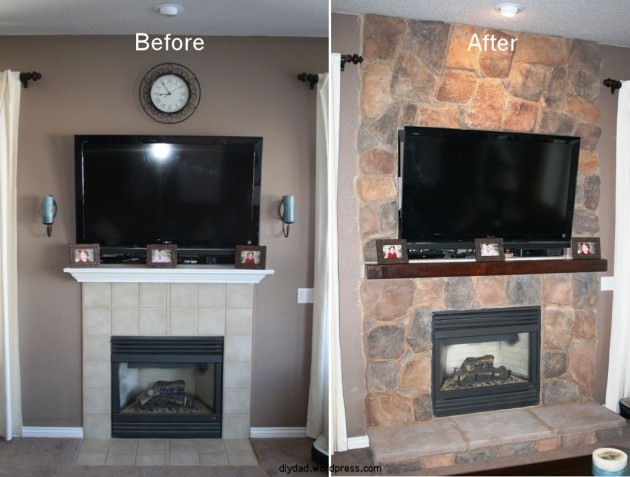 Main Fireplace - Before and After